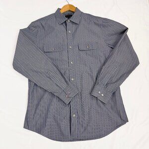 Banana Republic Men's Size L (16-16.5) Gray Striped Business Casual Shirt